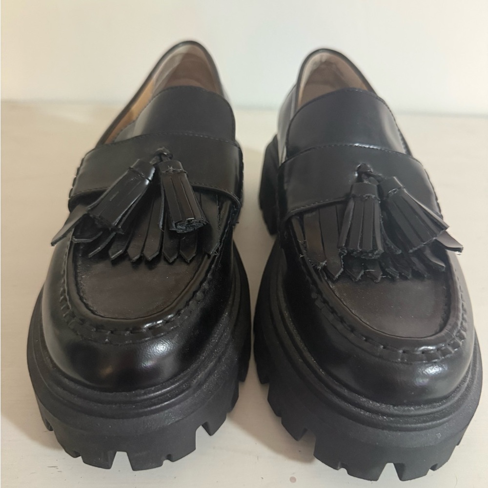 H&M chunky black leather loafers